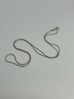 Vtg 925 Sterling Silver Tube / Cylinder Link Chain Necklace